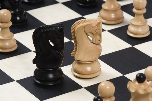 3.9" Russian Zagreb Chess Pieces Only set – Weighted Ebonised Boxwood & Boxwood