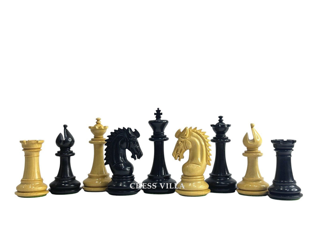 3.75" Sheffield Knight Luxury Chess Pieces Only Set - Double Weighted Ebonised Boxwood - Chess Villa