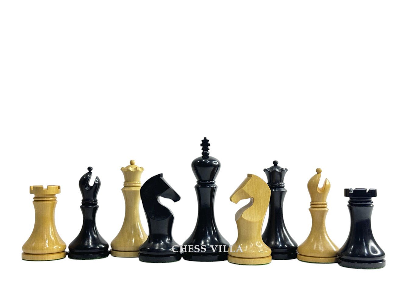 3.9" Zadar Series Modern Minimalist Chess Set - Chess Pieces Only - Weighted Ebonised Boxwood - Chess Villa