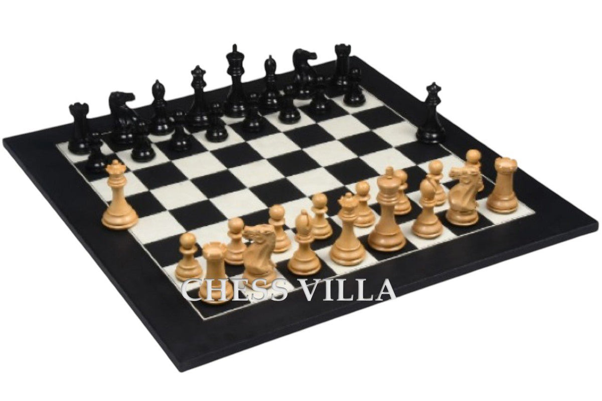 4" Professional Club Staunton Chess Pieces Only Set- Weighted Ebonised Boxwood - Chess Villa