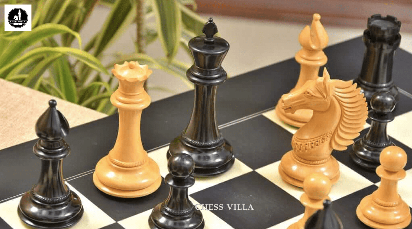4.6" Copenhagen Luxury Staunton Chess Pieces Only Set- Triple Weighted Ebony Wood - Chess Villa
