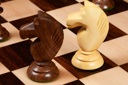1950s Soviet Latvian Reproduced Chess Pieces Only Set - Weighted Golden Rosewood & Boxwood