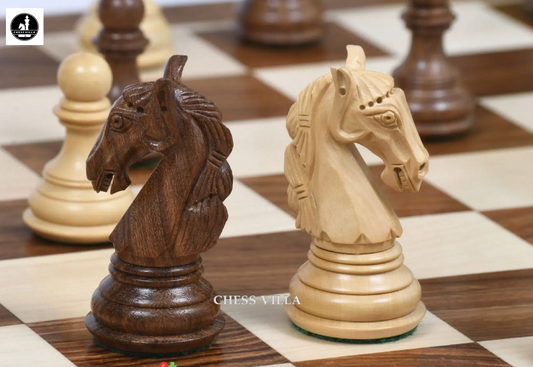 Combo of 3.8″ Columbian Knight Luxury Chess Set- Pieces in Golden Rosewood with 21" Golden Rosewood Chessboard