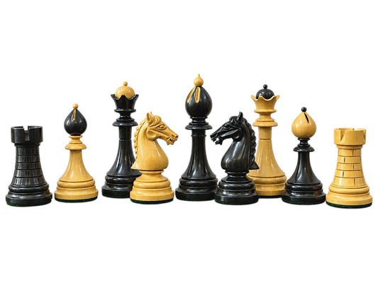 Reproduction 1951-1954 "ČESKÁ KLUBOVKA" Fide Tournament Czech 4" Chess Pieces- Weighted Ebony & Boxwood