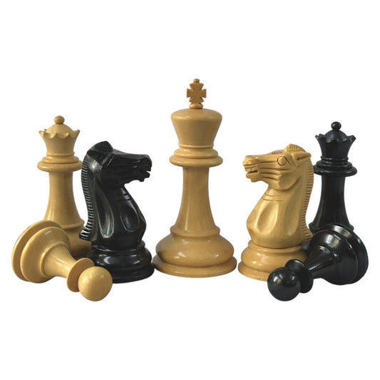 The Staunton Series (Jaques Pattern) Chess Pieces- Weighted Ebony - 3.75" King - Chess Villa