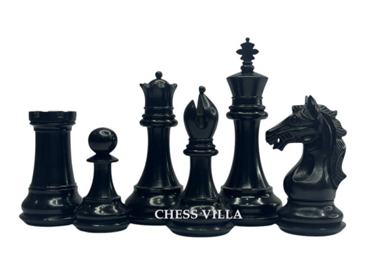The Cremona Series Staunton Chess Pieces- 4" King- Double Weighted Ebonised Boxwood
