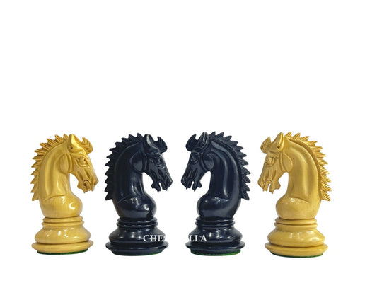 3.75" Sheffield Knight Luxury Chess Pieces Only Set - Double Weighted Ebonised Boxwood