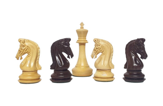 3.9" Imperial Series Reproduced Staunton Chess Pieces Set Only- Weighted Rosewood & Boxwood Pieces