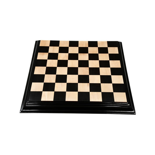 21" Ebony & Maple Wood Solid Luxury Handmade Chessboard with Carved Border - 57 mm Square