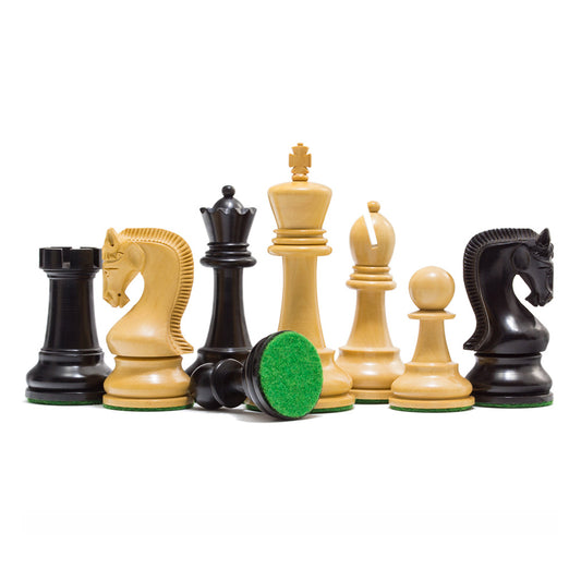 4" Leningrad Series Luxury Staunton Chess Pieces Only Set - Weighted Ebonised Boxwood