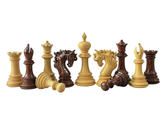 The Benevento Series Luxury Chess Pieces Only Set- 4.4" King- Triple Weighted Anjan Wood - Chess Villa