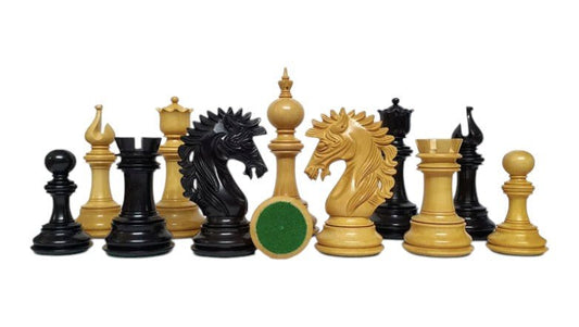 The Camelot Series Artisan Chess Pieces - Triple Weighted Ebony Wood- 4.4" King - Chess Villa