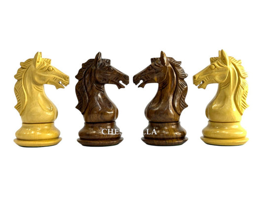The Cremona Series Staunton Chess Pieces- 4" King- Double Weighted Golden Rosewood - Chess Villa