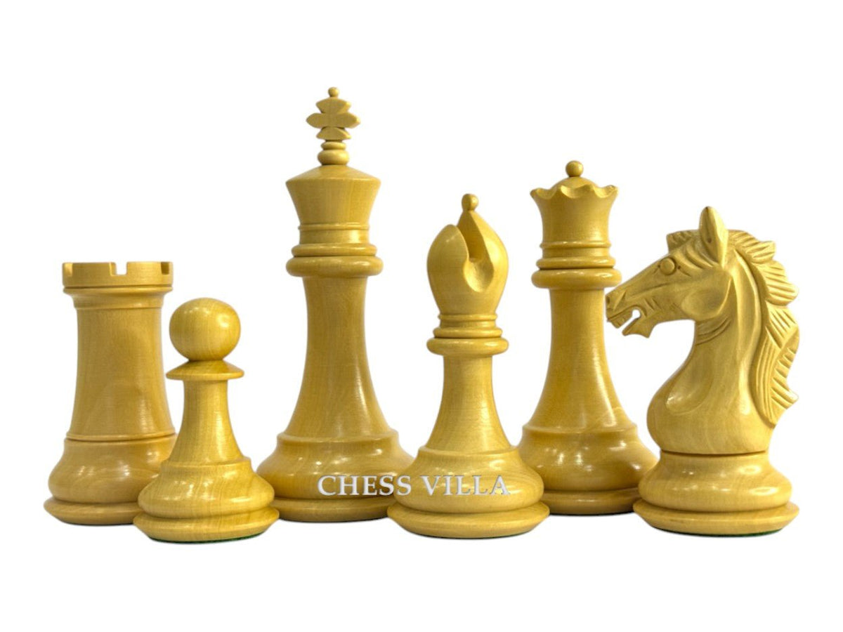 The Cremona Series Staunton Chess Pieces- 4" King- Double Weighted Golden Rosewood - Chess Villa