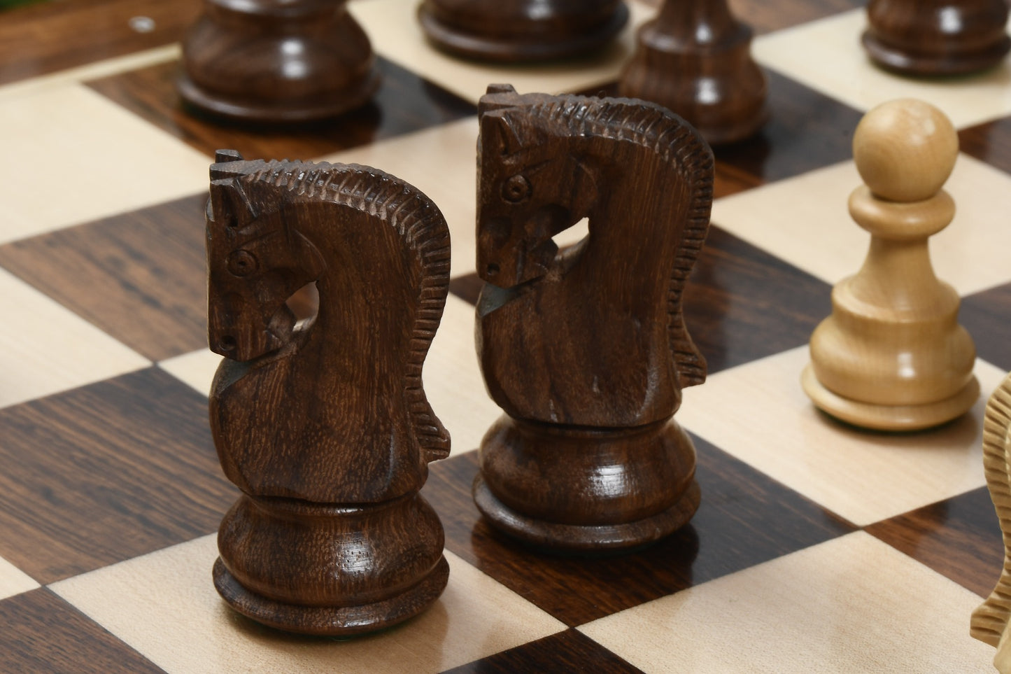 3.9" Russian Zagreb Chess Pieces Only set – Weighted Golden Rosewood & Boxwood