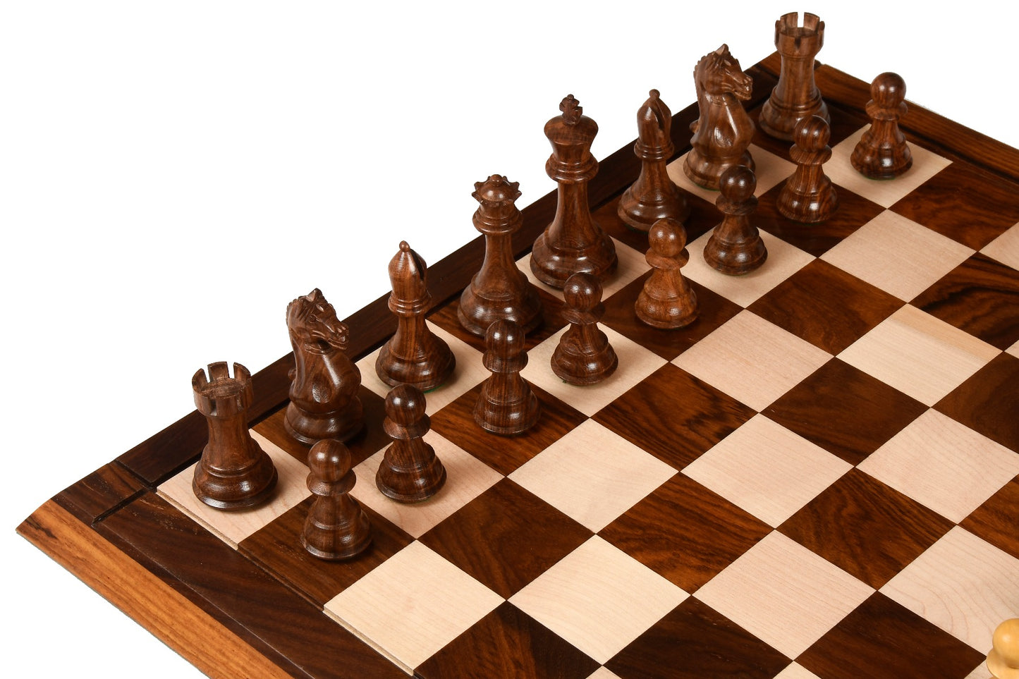 4" Fierce Knight Staunton Chess Pieces Only Set – Golden Rosewood & Boxwood