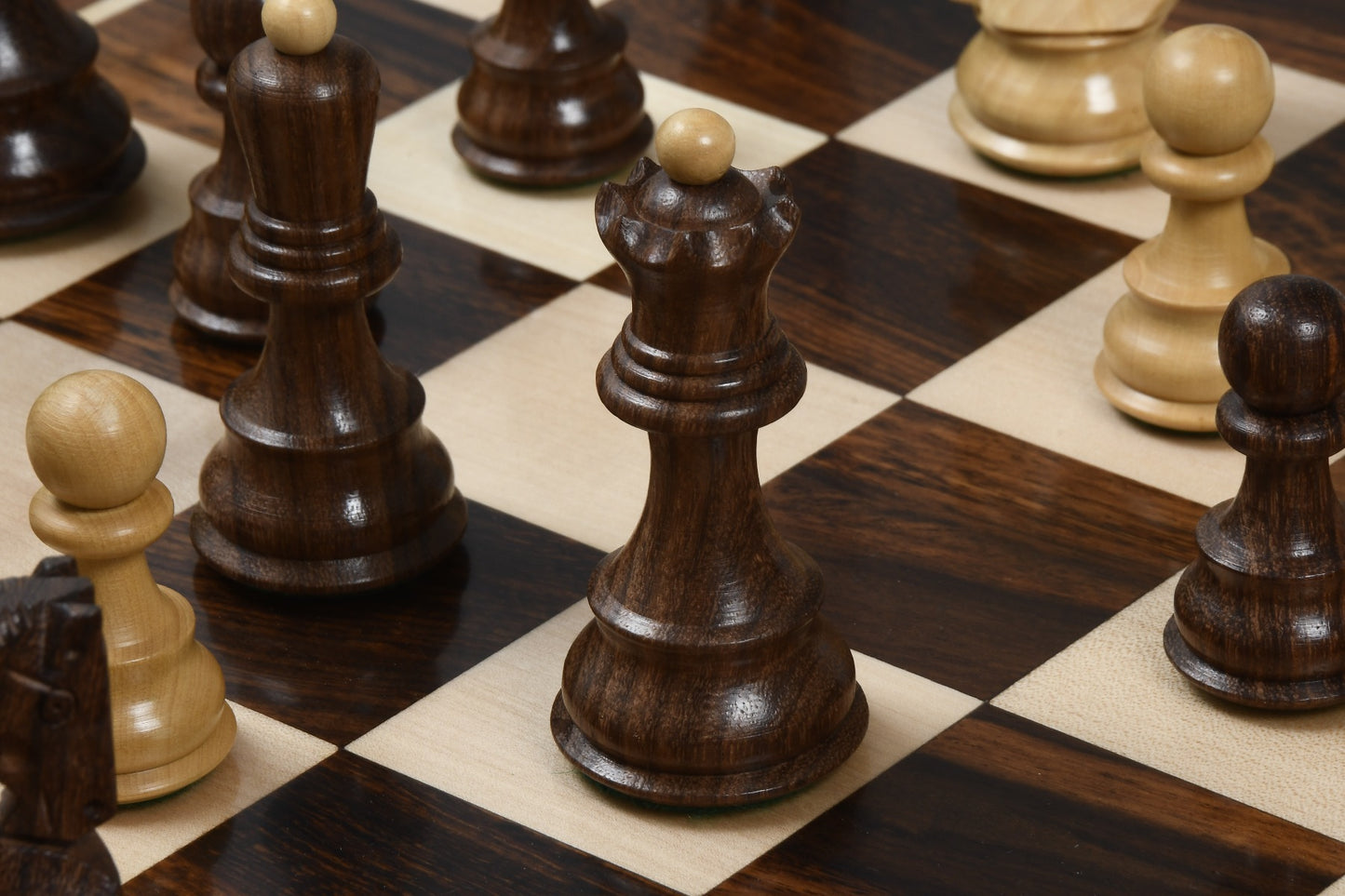 3.9" Russian Zagreb Chess Pieces Only set – Weighted Golden Rosewood & Boxwood