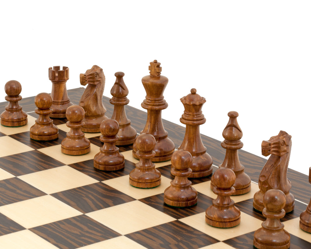 3.9″ American Staunton Weighted Chess Pieces set – Golden Rosewood & Boxwood