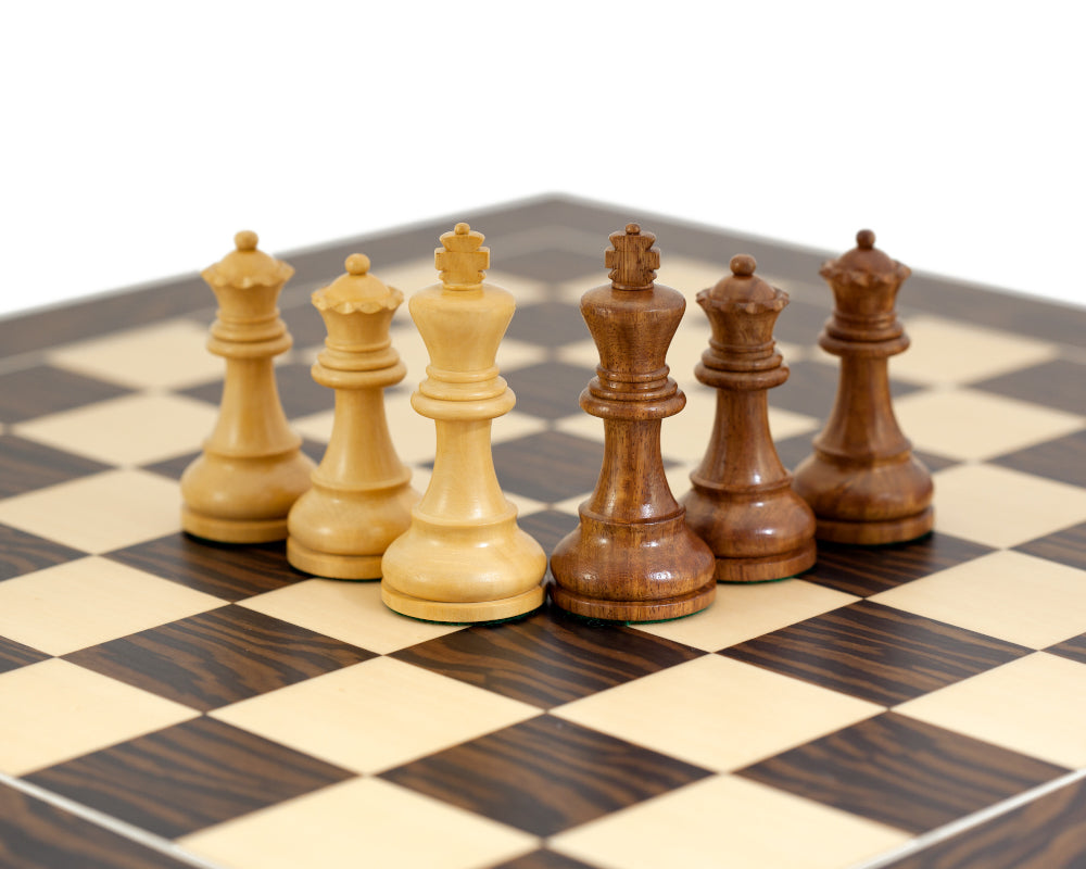 3.9″ American Staunton Weighted Chess Pieces set – Golden Rosewood & Boxwood