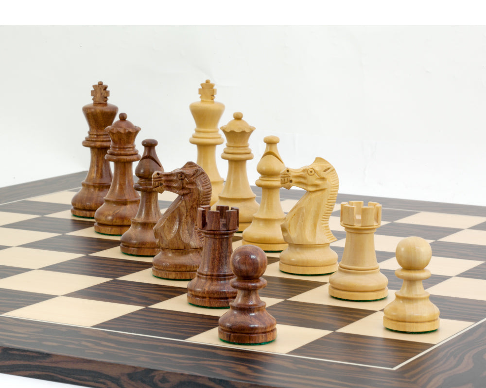 3.9″ American Staunton Weighted Chess Pieces set – Golden Rosewood & Boxwood