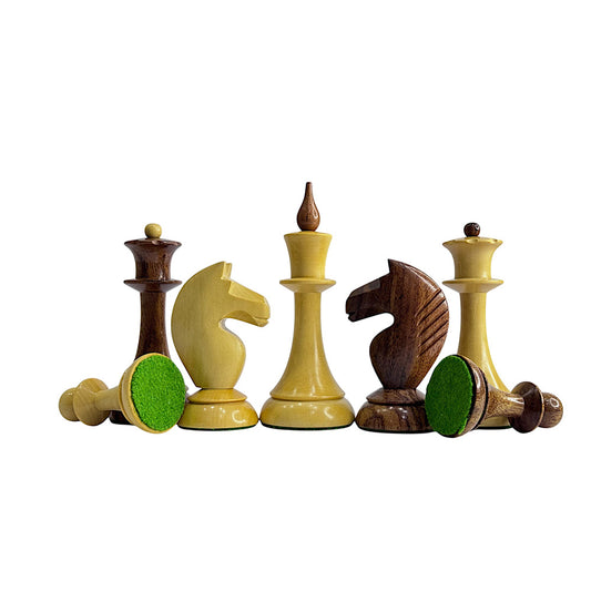 1950s Soviet Latvian Reproduced Chess Pieces Only Set - Weighted Anjan Wood & Boxwood