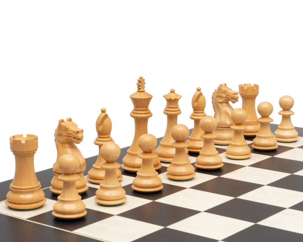 4" Fierce Knight Staunton Chess Pieces Only Set – Ebonised Boxwood & Boxwood