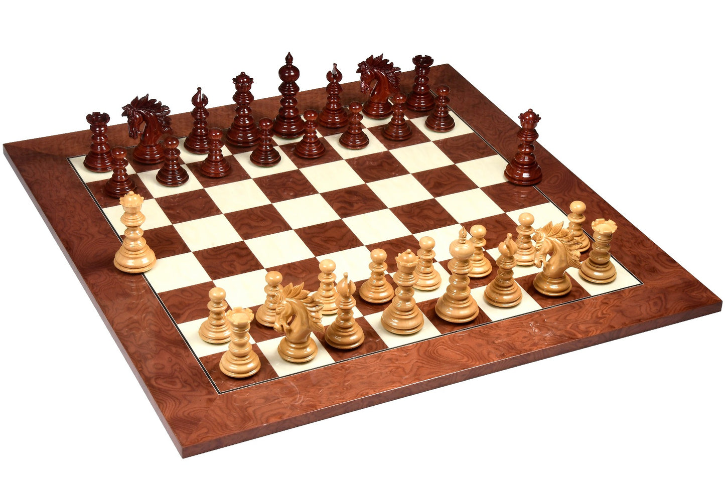 4.3" Luxury Savano Series Staunton Chess Pieces Only Set - Bud Rosewood Triple Weighted