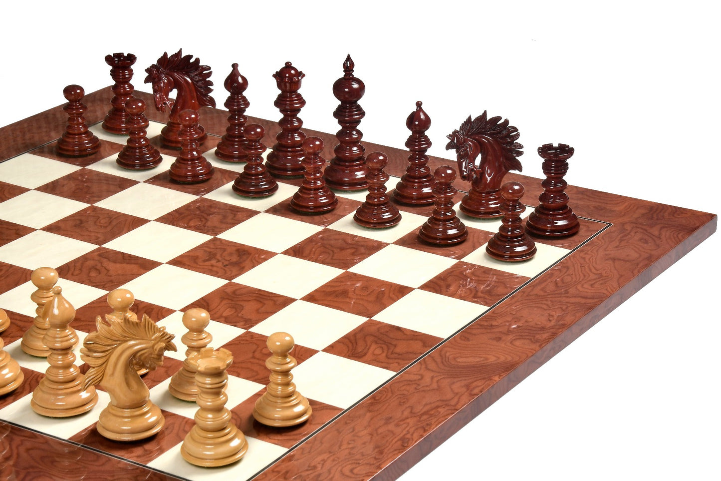4.3" Luxury Savano Series Staunton Chess Pieces Only Set - Bud Rosewood Triple Weighted