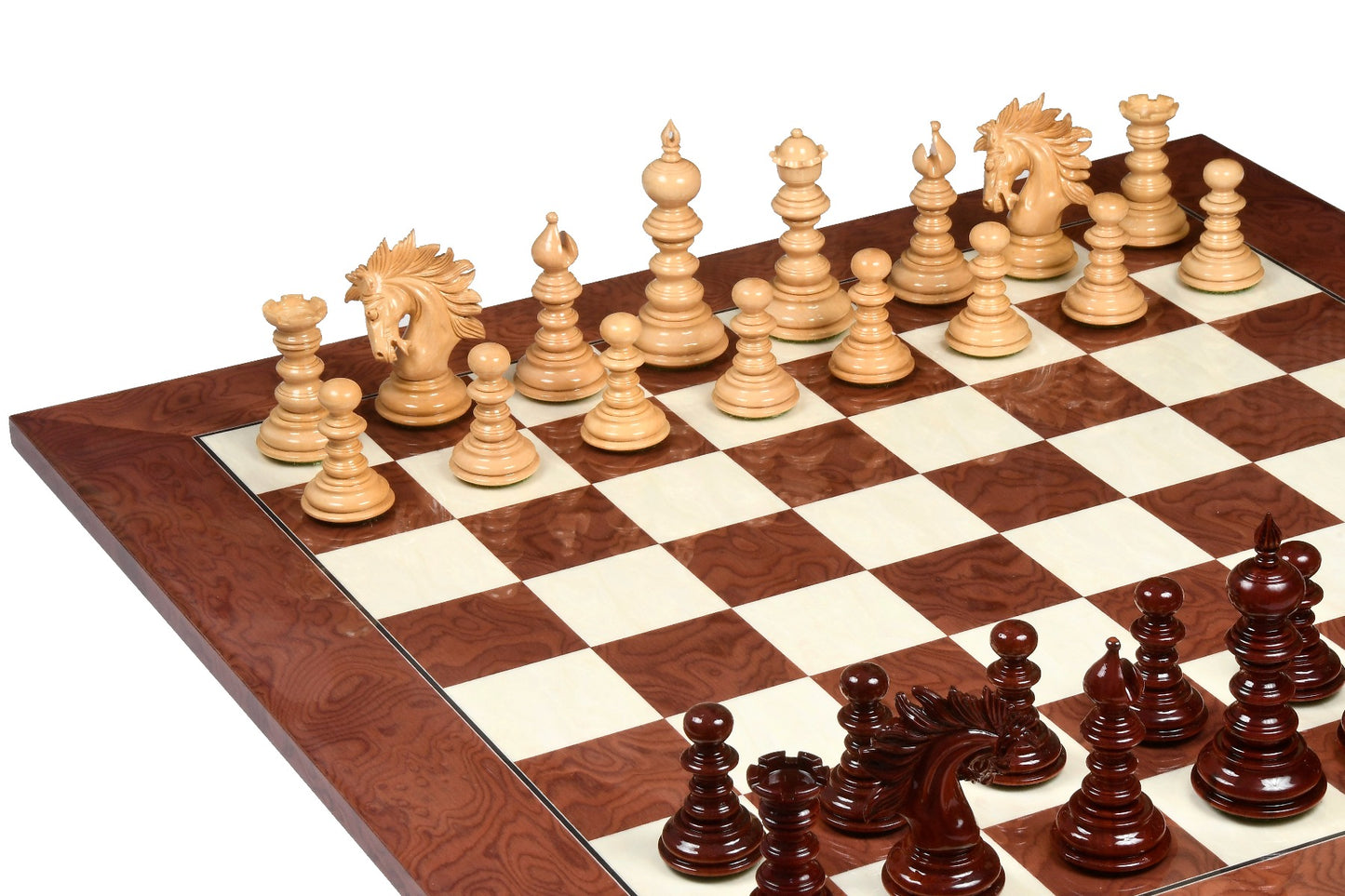 4.3" Luxury Savano Series Staunton Chess Pieces Only Set - Bud Rosewood Triple Weighted
