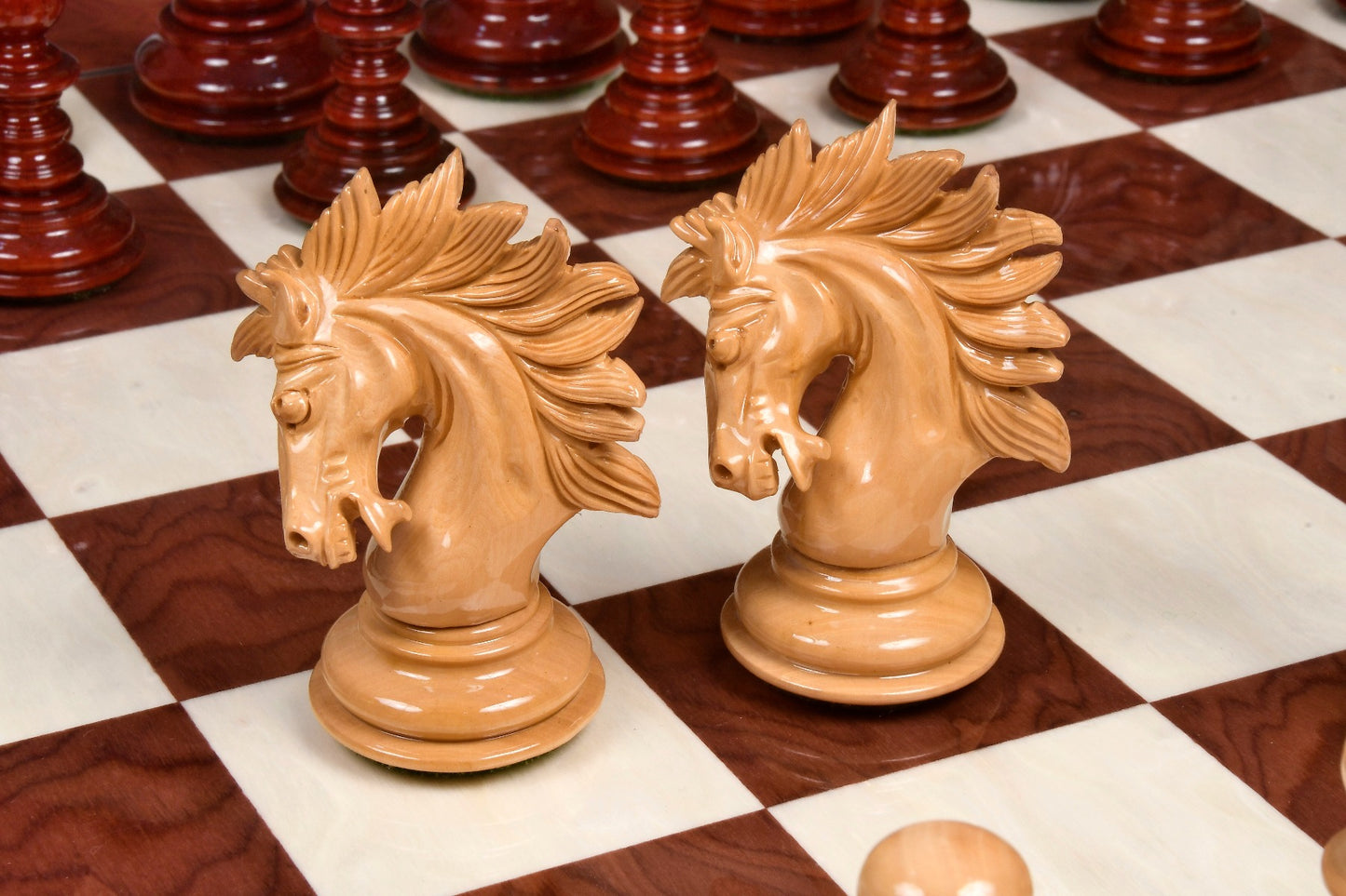 4.3" Luxury Savano Series Staunton Chess Pieces Only Set - Bud Rosewood Triple Weighted