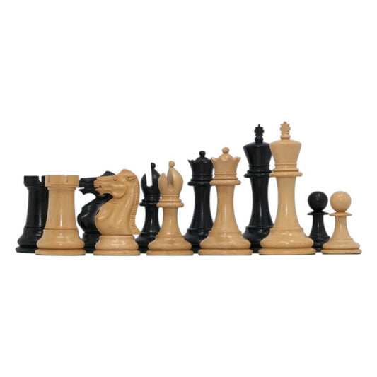 1849 Original Jaques Staunton Chess Pieces Only set - Triple Weighted Ebony - 4.5" King - Chess Villa