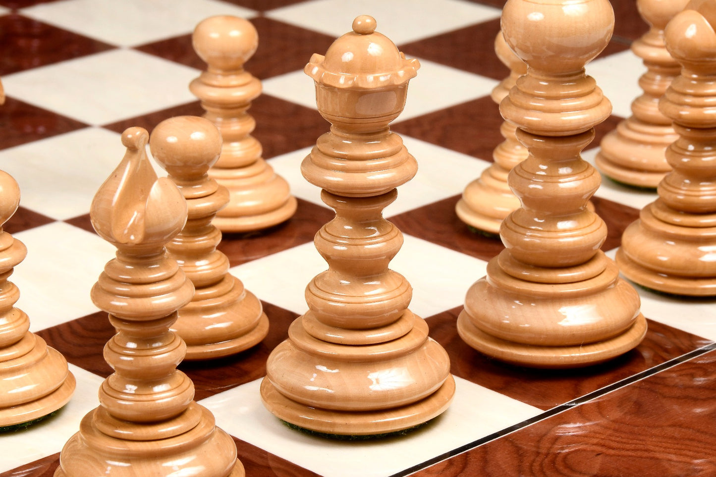 4.3" Luxury Savano Series Staunton Chess Pieces Only Set - Bud Rosewood Triple Weighted