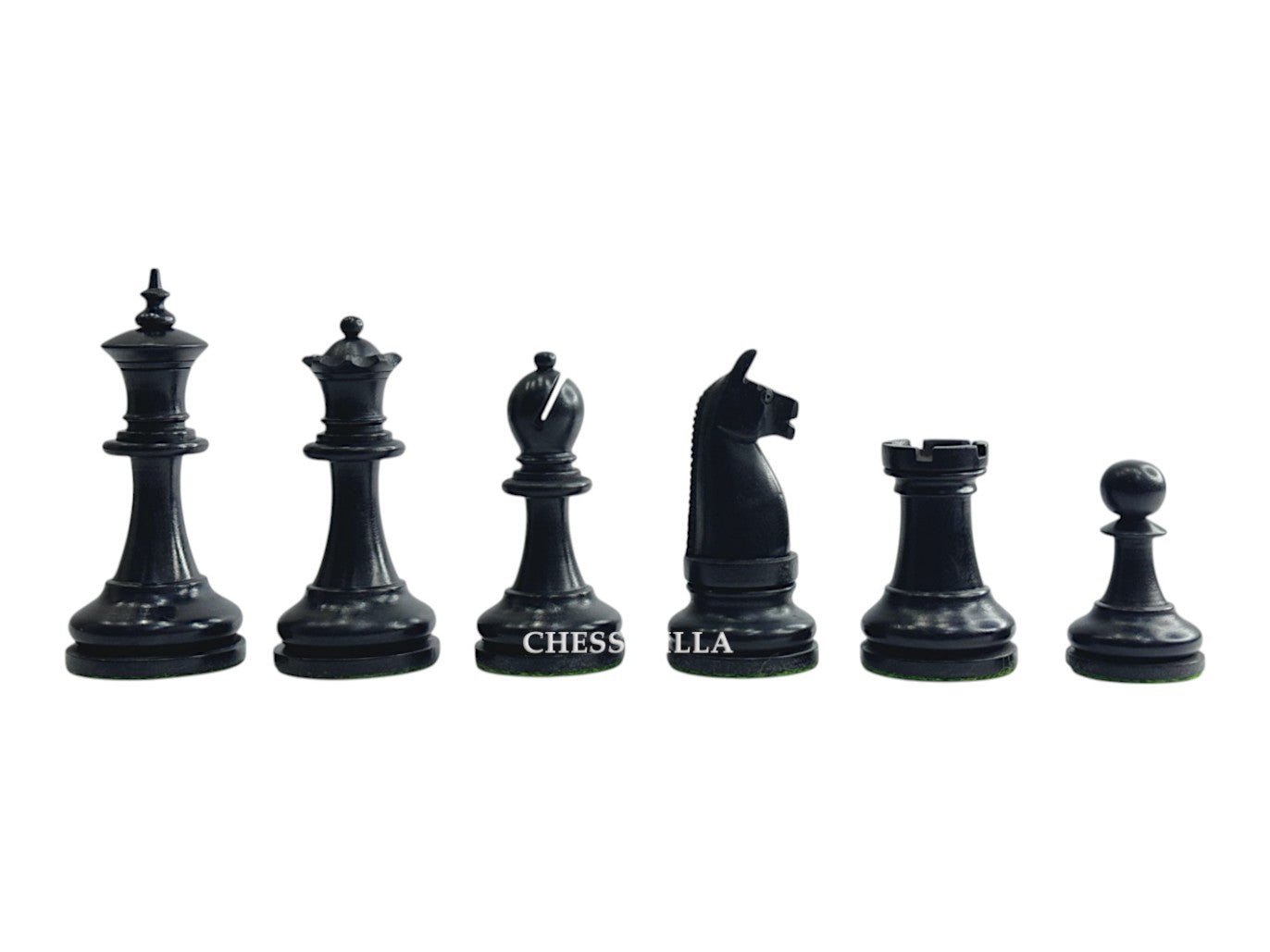 1900s' American Chess Company Reproduction Chess Set - Chess Pieces Only - Weighted Distressed Antiqued & Ebonised Boxwood- 3.8" King - Chess Villa