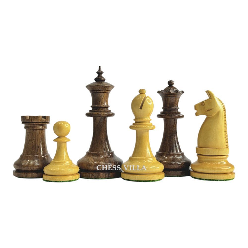 1900s' American Chess Company Reproduction Chess Set - Chess Pieces Only - Weighted Golden Rosewood- 3.8" King - Chess Villa
