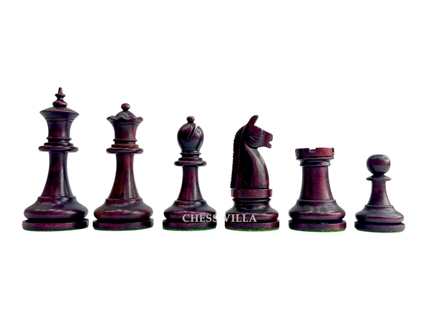 1900s' American Chess Company Reproduction Chess Set - Chess Pieces Only - Weighted Mahogany Stained & Boxwood- 3.8" King - Chess Villa