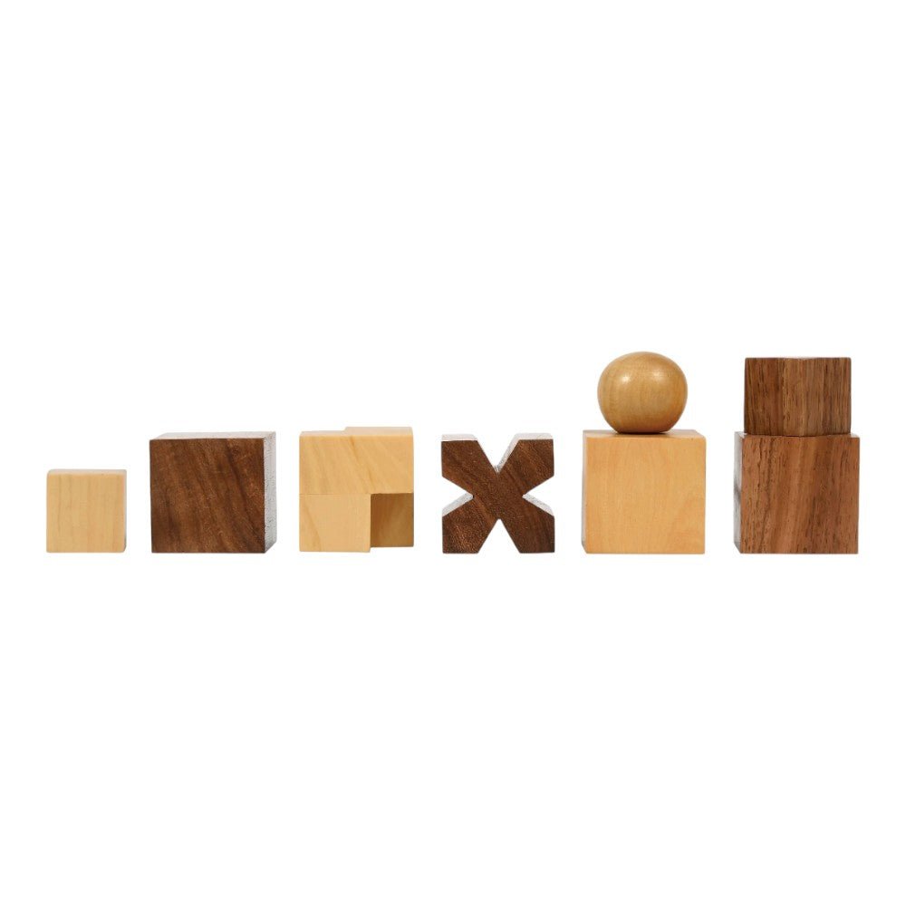 1924 Bauhaus Reproduced Geometrical Abstract Chessmen In Golden Rosewood - Chess Villa