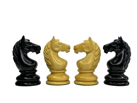 1933 Botvinnik Flohr-I Soviet Chess Pieces Only Set -Ebonised Boxwood- 3.6" King - Chess Villa