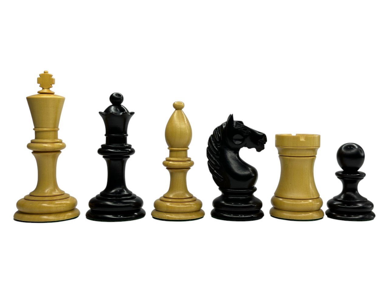 1933 Botvinnik Flohr-I Soviet Chess Pieces Only Set -Ebonised Boxwood- 3.6" King - Chess Villa