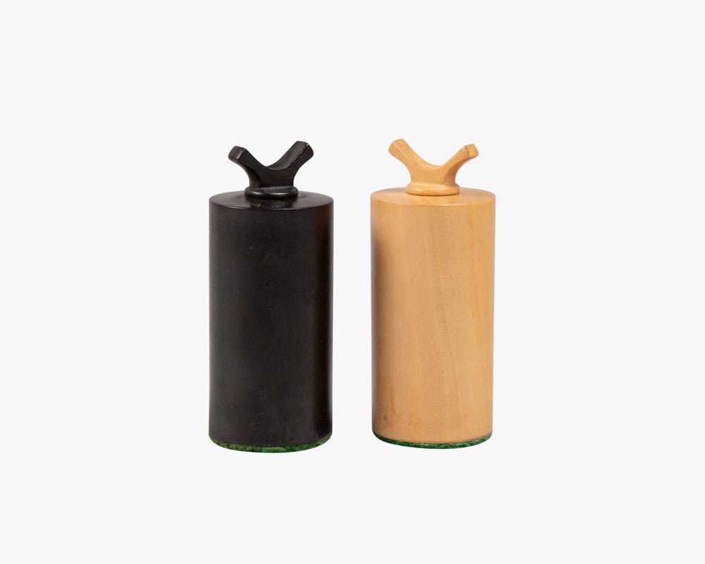 1940s Art Deco Series Weighted Chess Pieces Ebonised And Boxwood - 3.8″ King - Chess Villa
