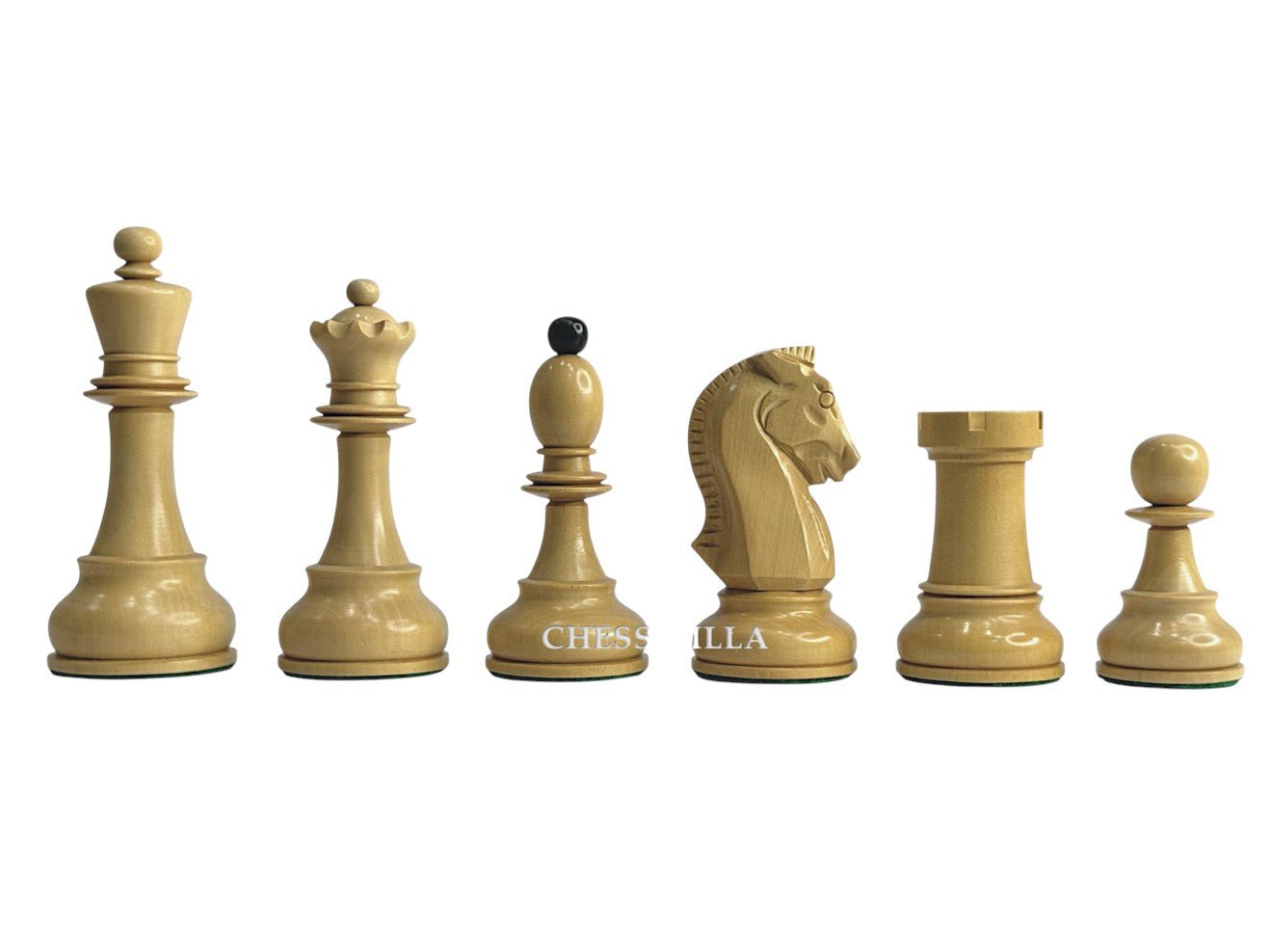 1950s" Fischer Dubrovnik Reproduction Chess Pieces Only - Boxwood & Ebonised Boxwood - 3.75 King - Chess Villa