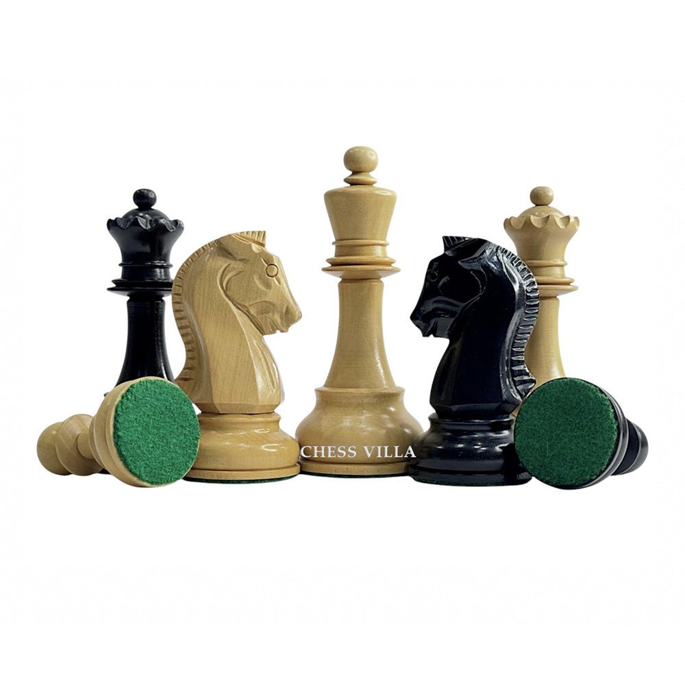 1950s" Fischer Dubrovnik Reproduction Chess Pieces Only - Boxwood & Ebonised Boxwood - 3.75 King - Chess Villa
