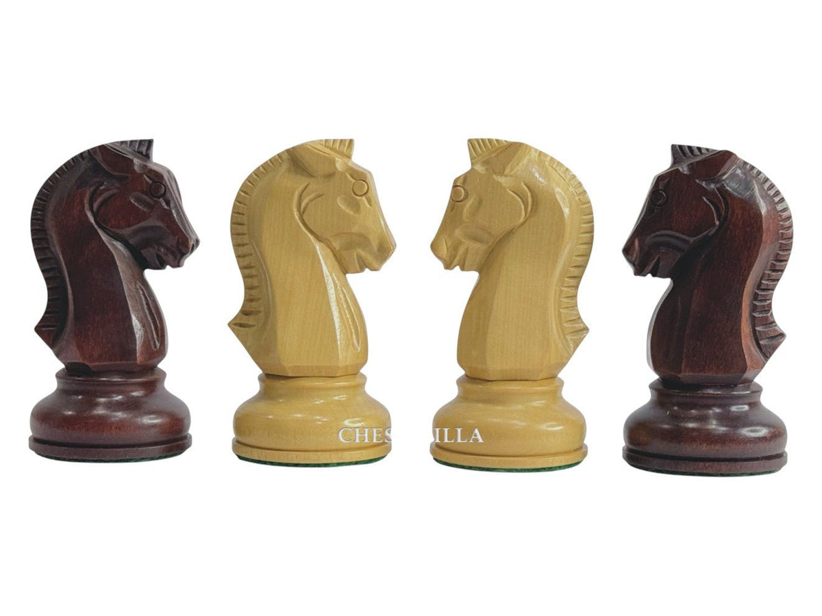 1950s Fischer Dubrovnik Reproduction Chess Pieces Only - Mahogany Stained & Boxwood - 3.75" King - Chess Villa