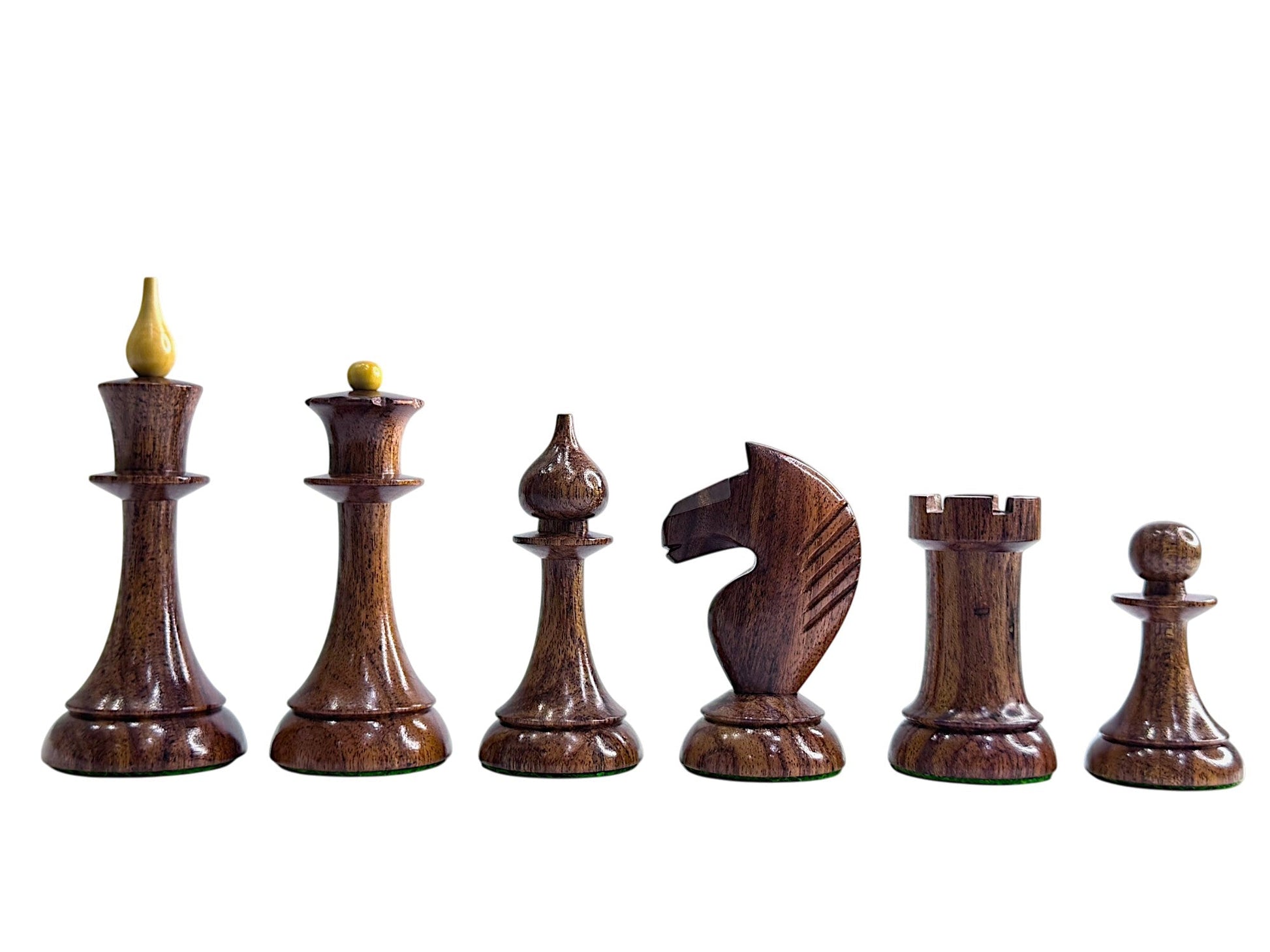 1950s Soviet Latvian Reproduced Chess Pieces Only Set - Weighted Anjan Wood & Boxwood - Chess Villa