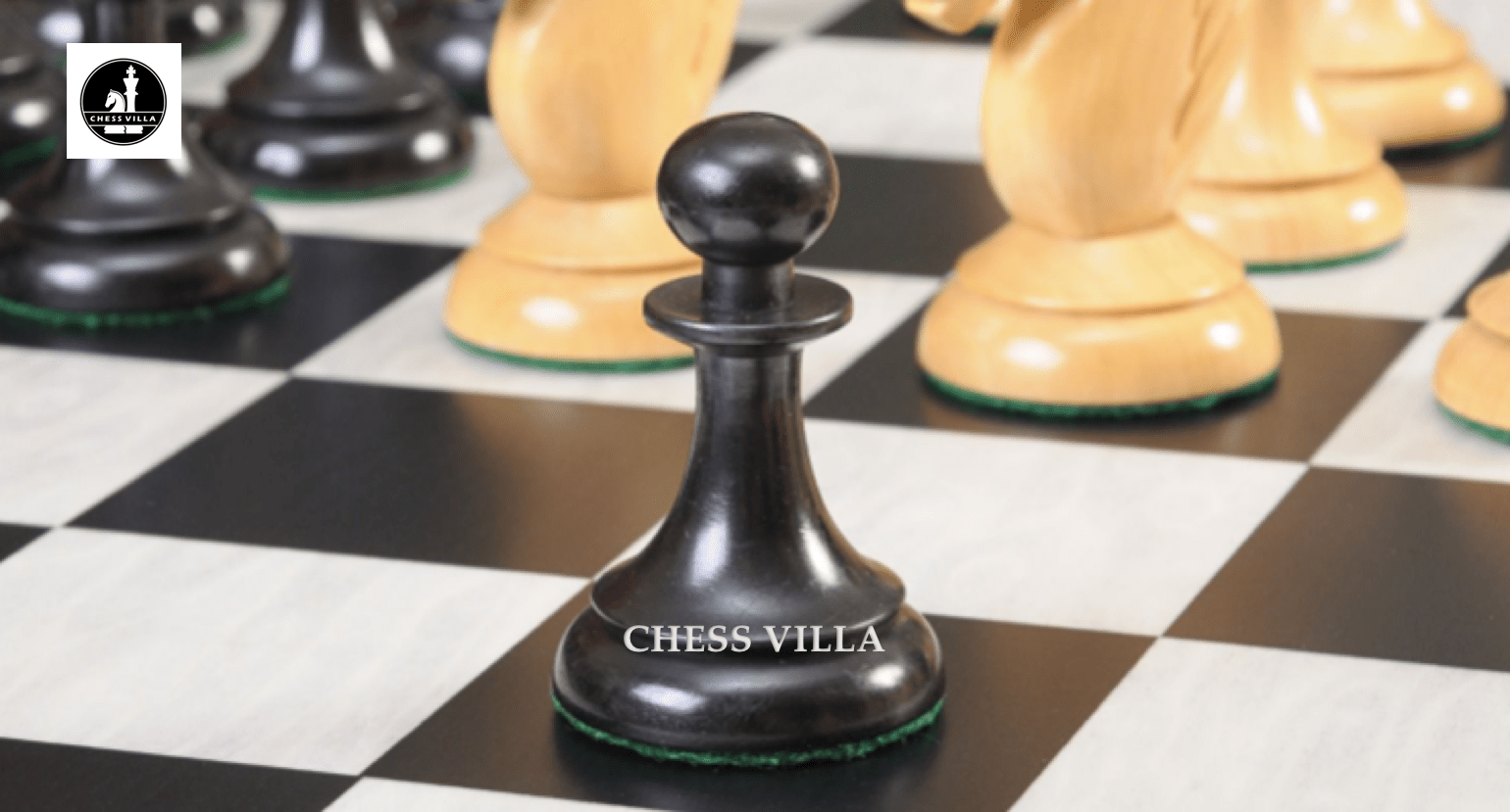 1950s Soviet Latvian Reproduced Chess Pieces Only Set - Weighted Ebonised Boxwood & Boxwood - Chess Villa