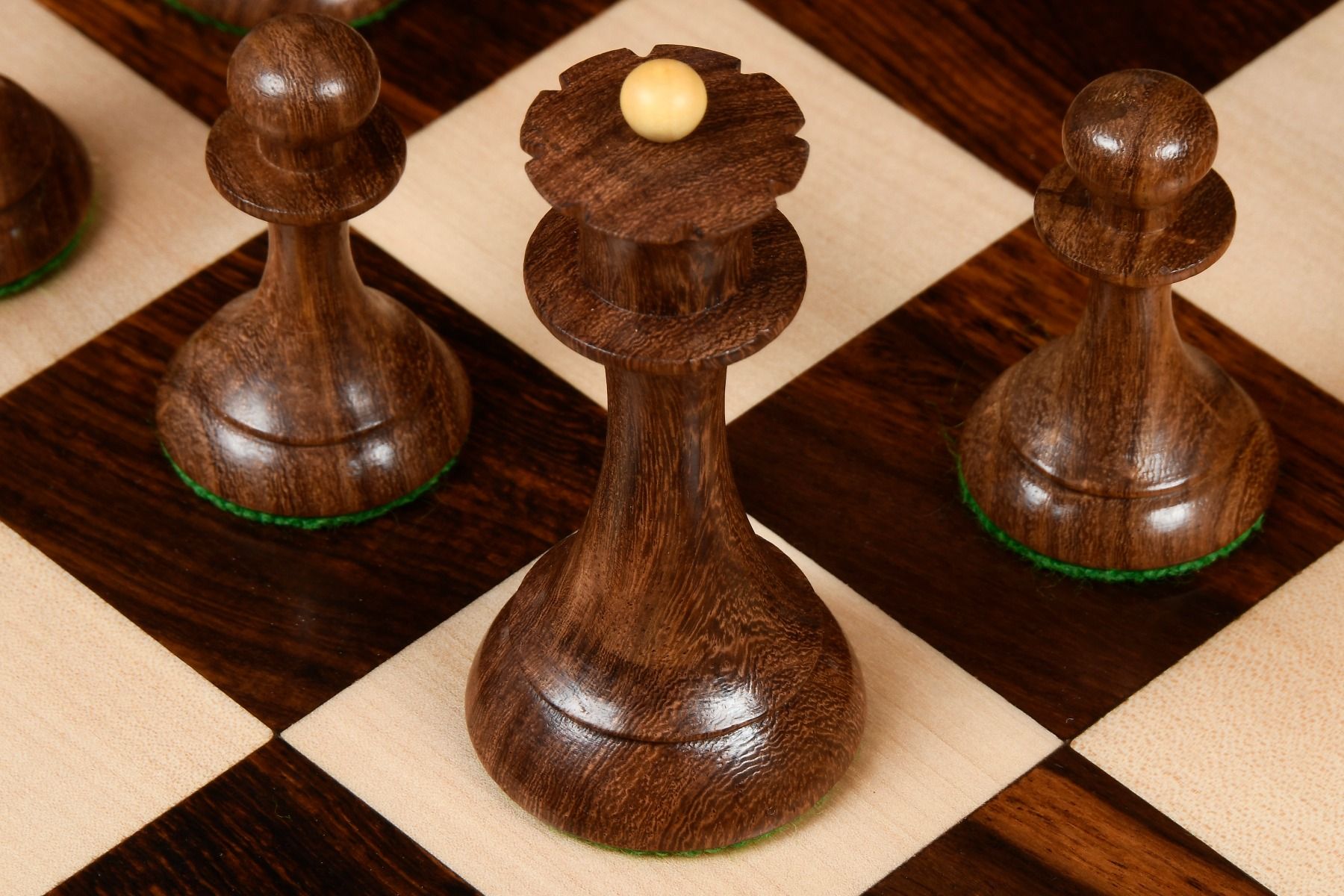 1950s Soviet Latvian Reproduced Chess Pieces Only Set - Weighted Golden Rosewood & Boxwood - Chess Villa