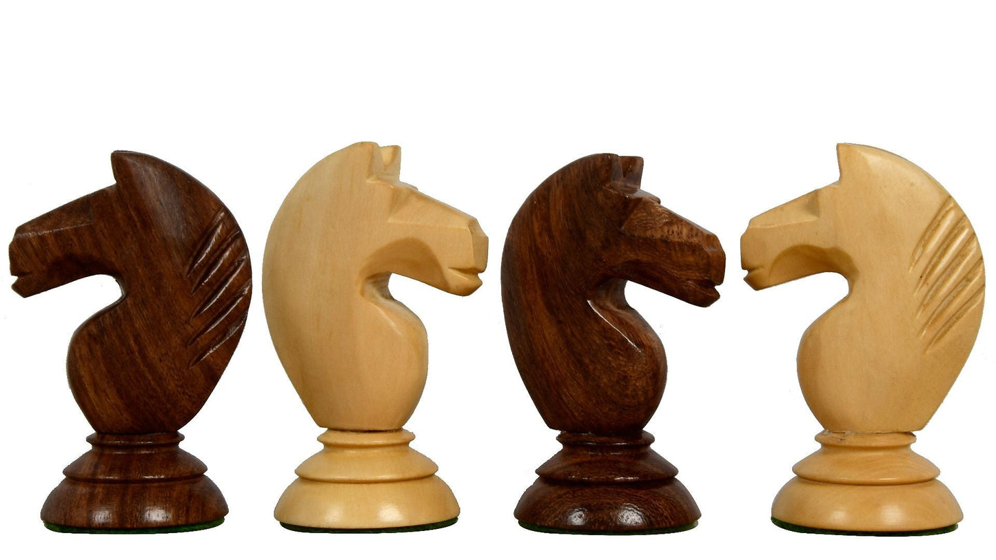 1950s Soviet Latvian Reproduced Chess Pieces Only Set - Weighted Golden Rosewood & Boxwood - Chess Villa