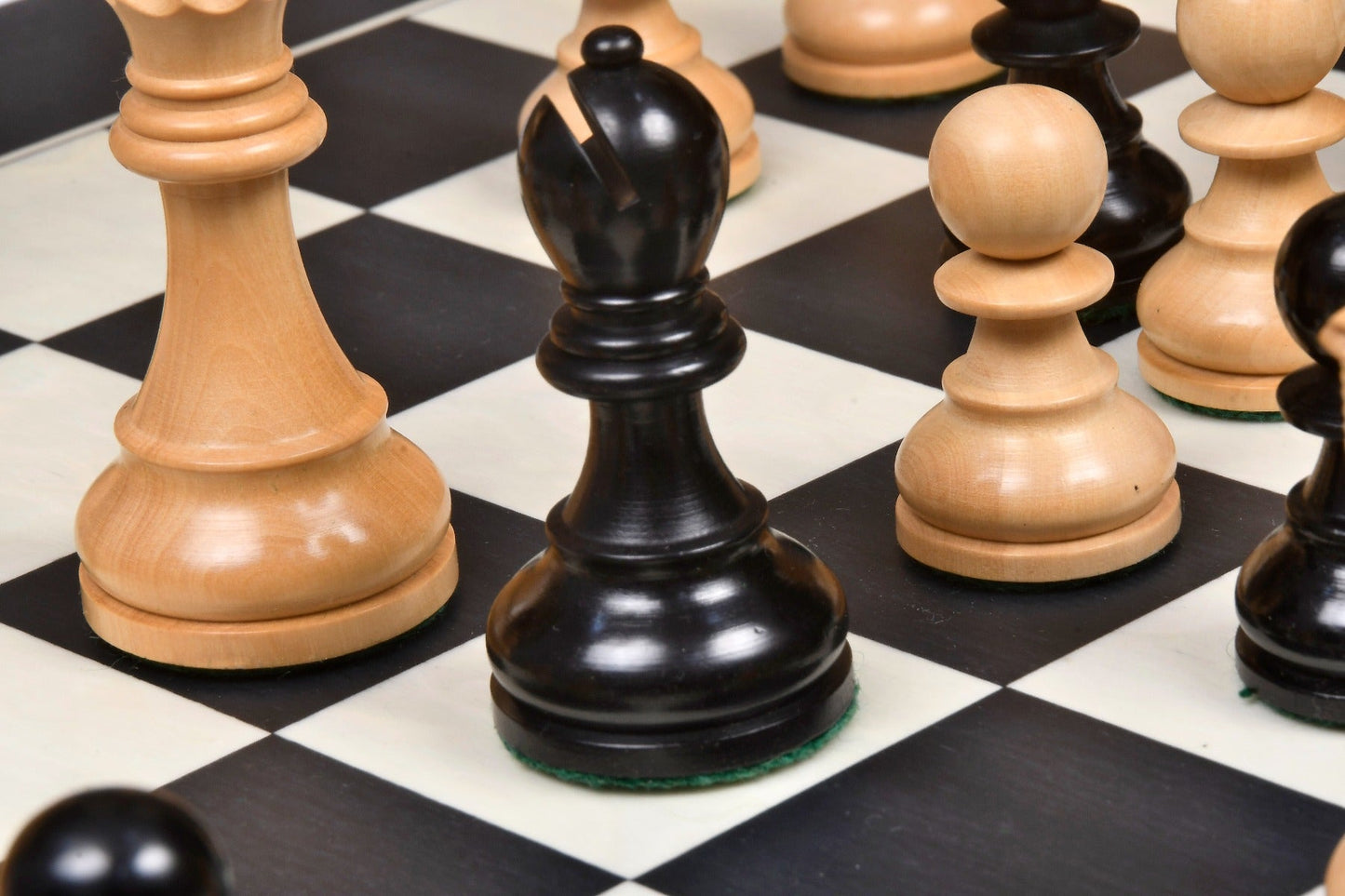 1972 Reproduced Reykjavik Championship Series Chess Pieces 3.7" - Weighted Ebonised Boxwood & Boxwood - Chess Villa