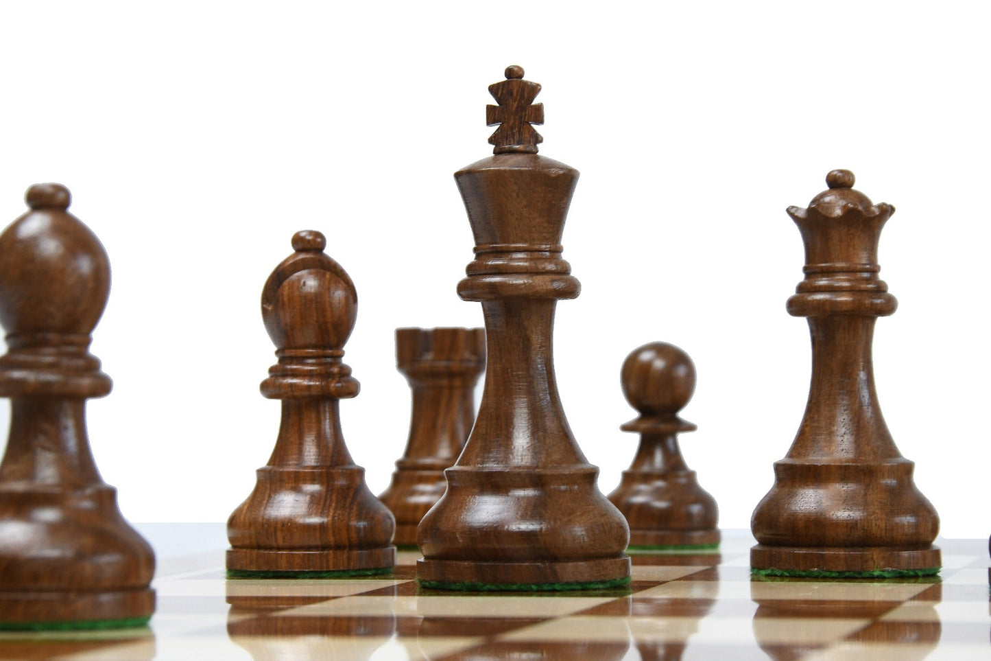 1972 Reproduced Reykjavik Championship Series Chess Pieces 3.7" - Weighted Golden Rosewood & Boxwood - Chess Villa