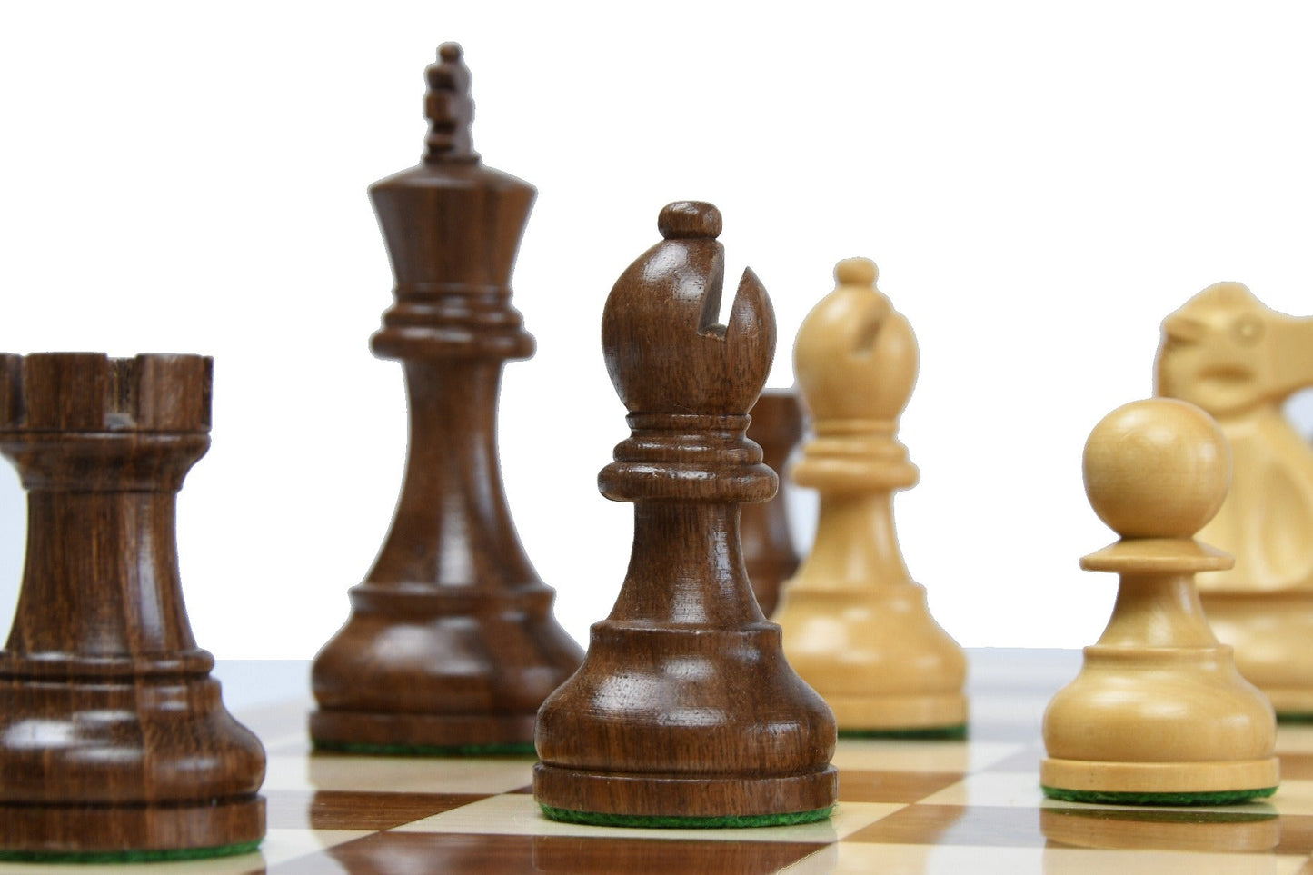 1972 Reproduced Reykjavik Championship Series Chess Pieces 3.7" - Weighted Golden Rosewood & Boxwood - Chess Villa