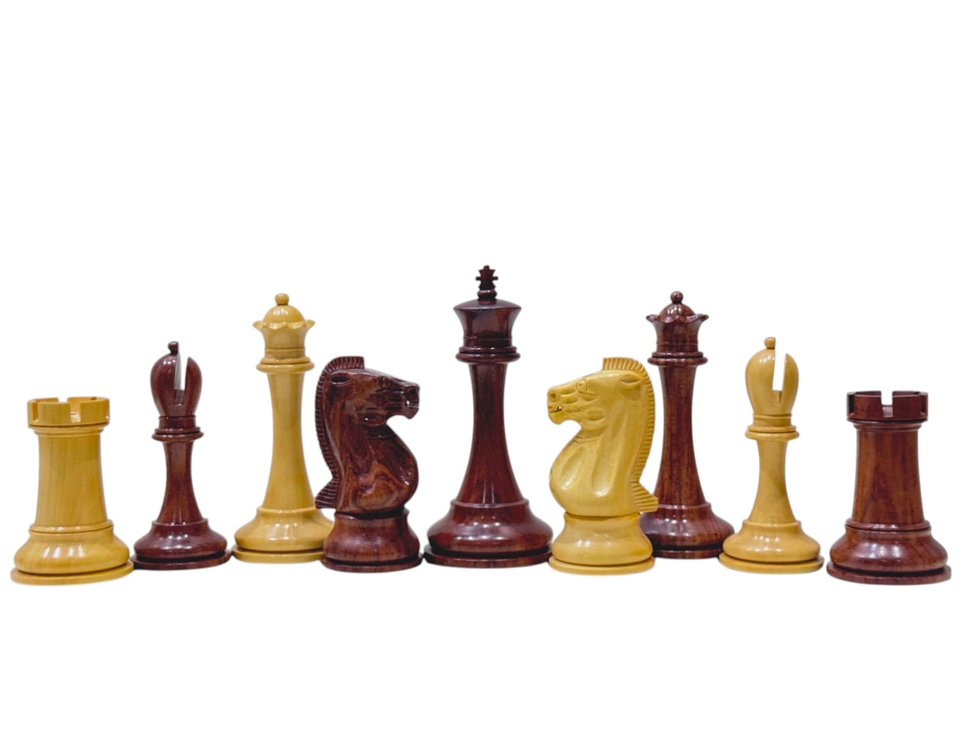 19th century 4.3" B & Co. Reproduced Staunton Chess Pieces Only Set- Double Weighted Rosewood - Chess Villa